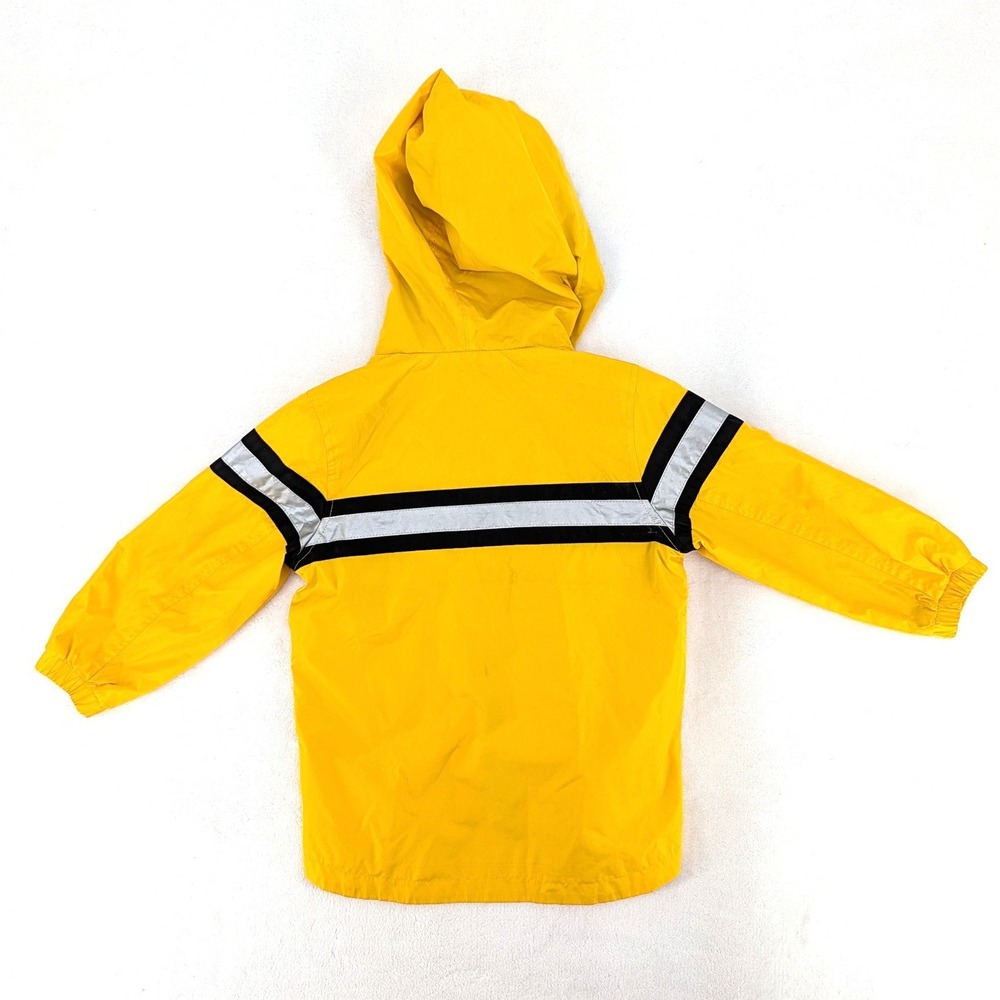 Carter's Firefighter Raincoat Yellow Reflective Striped Hooded Jacket Size 5-6